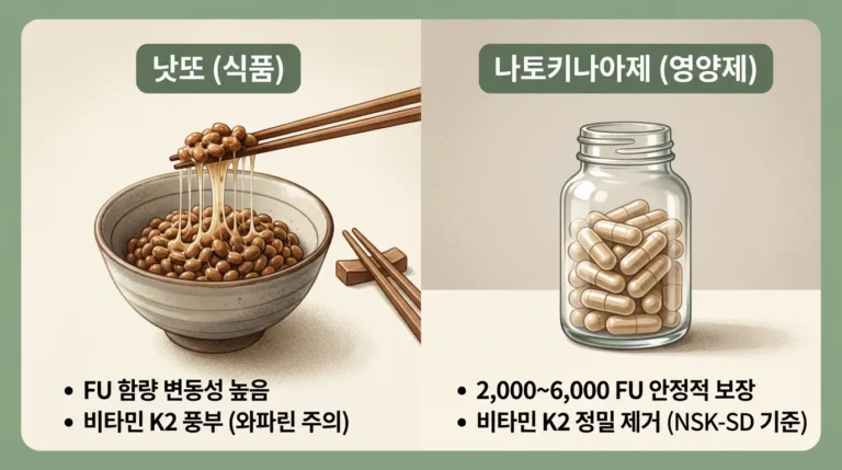나토키나아제 영양제 vs 낫또 비교 | 2022 연구·FU 함량·오메가3 시너지