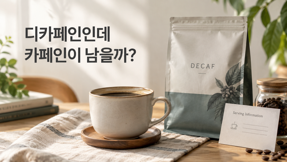 디카페인 커피와 제공량 확인을 주제로 만든 AI 생성 이미지