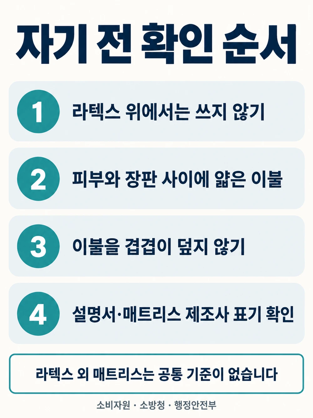 전기장판 사용 전 이불, 매트리스, 타이머를 확인하는 순서